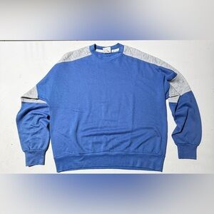 Vintage Men's Blue and Gray Sweater made in USA